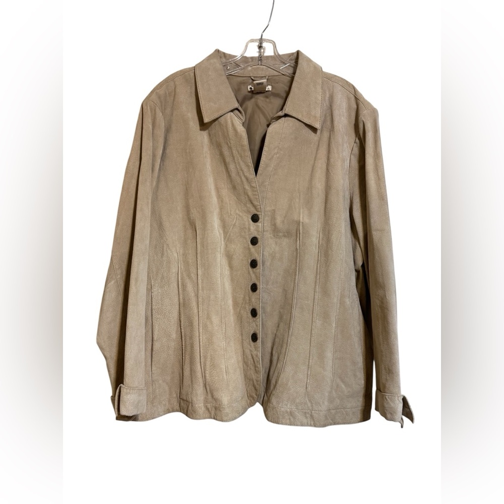 Woman’s 100% GENUINE LEATHER TAN BEIGE CORSETED JACKET Sz. 3X